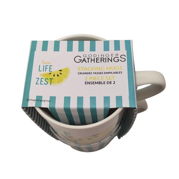 Godinger Gatherings "Live Your Life With Zest" Stackable Mug Set - Picture 4 of 5